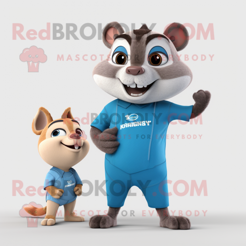 Gray Chipmunk mascot costume character dressed with a One-Piece Swimsuit and Watches