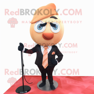 Peach Hourglass mascot costume character dressed with a Suit Pants and Wraps