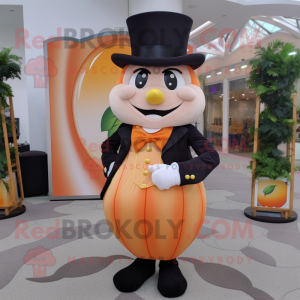 Peach Hourglass mascot costume character dressed with a Suit Pants and Wraps