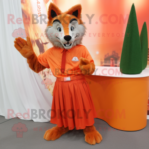 Orange Wolf maskot kostume...