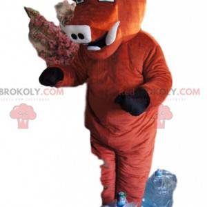 Mascotte bruin zwijn met een prachtige kuif - Redbrokoly.com