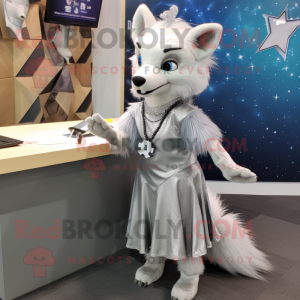 Silver Fox maskot kostym...