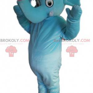 Blauwe olifant mascotte met een mooie slurf - Redbrokoly.com