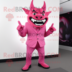 Pink Dæmon maskot kostume...