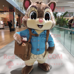 Brown Flying Squirrel mascot costume character dressed with a Boyfriend Jeans and Handbags