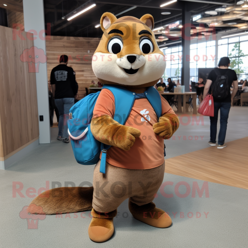 Brown Flying Squirrel mascot costume character dressed with a Boyfriend Jeans and Handbags