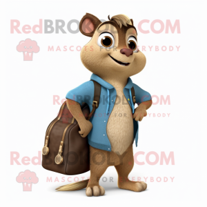 Brown Flying Squirrel mascot costume character dressed with a Boyfriend Jeans and Handbags