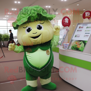 nan Cabbage mascot costume character dressed with a Polo Shirt and Keychains