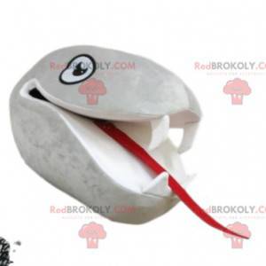 Šedá hadí maskot hlava s velkými zuby - Redbrokoly.com