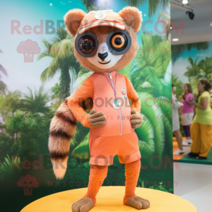 Peach Lemur maskot drakt...