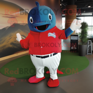 Red Blue Whale maskot drakt...