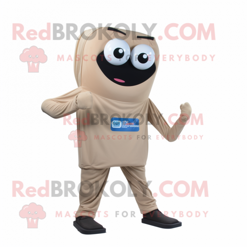 Tan Computer mascot costume character dressed with a Bodysuit and Shoe laces Tan Computer mascot costume character dressed with a Bodysuit and Shoe laces