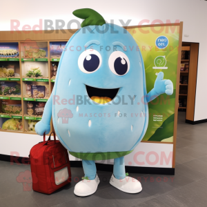 Sky Blue Cucumber mascot costume character dressed with a Shorts and Wallets