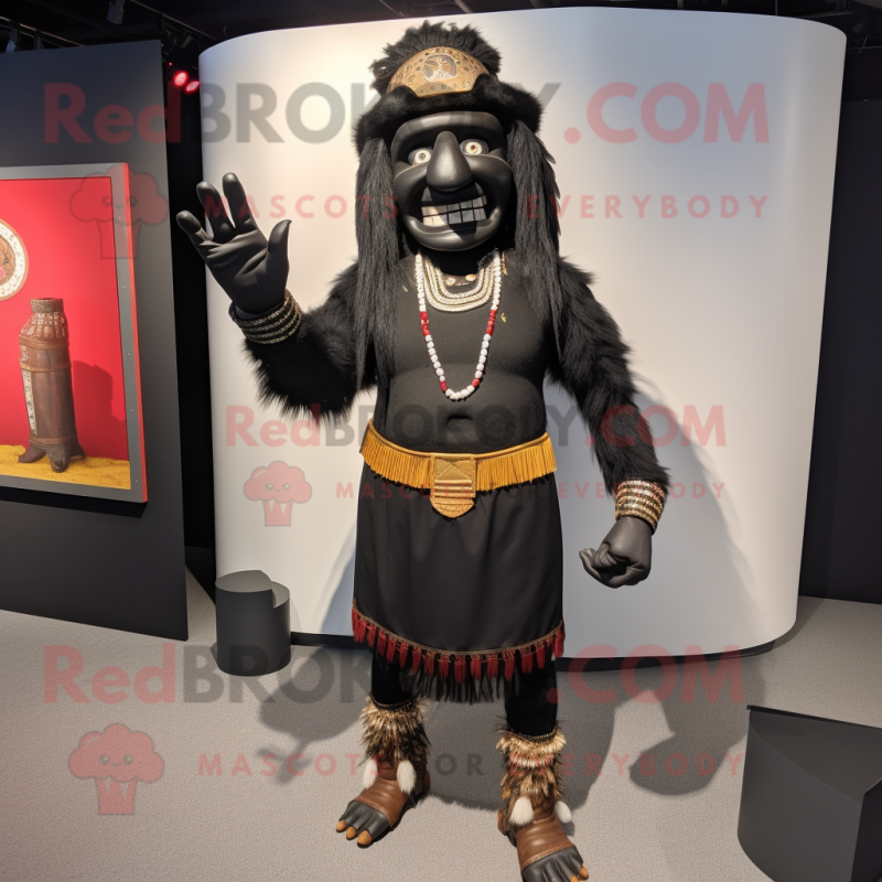 Black Chief mascot costume character dressed with a Henley Tee and Anklets