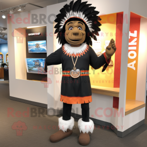 Black Chief mascot costume character dressed with a Henley Tee and Anklets