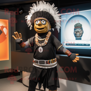 Black Chief mascot costume character dressed with a Henley Tee and Anklets