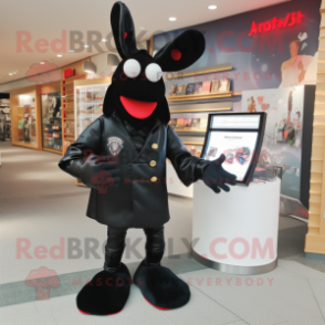 Black Lobster mascot costume character dressed with a Jacket and Shoe clips