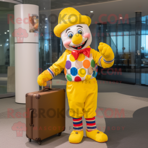 Gele clown mascotte kostuum...