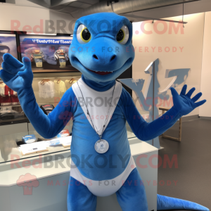 Blue Lizard maskot kostym...