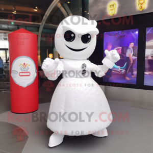 White Boxing Glove mascot costume character dressed with a A-Line Skirt and Keychains