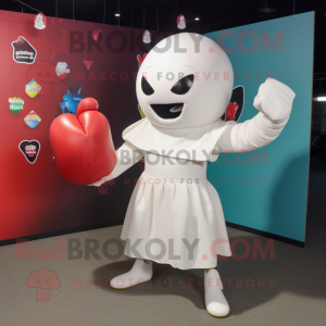 White Boxing Glove mascot costume character dressed with a A-Line Skirt and Keychains