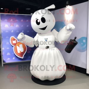 White Boxing Glove mascot costume character dressed with a A-Line Skirt and Keychains