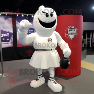 White Boxing Glove mascot costume character dressed with a A-Line Skirt and Keychains