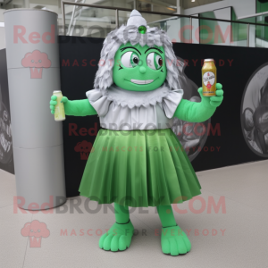 Sølvgrønt øl maskot drakt...