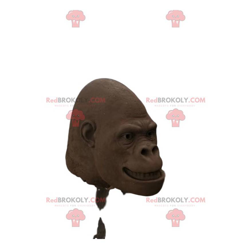 Cabeza de mascota gorila marrón. Cabeza de disfraz de gorila -