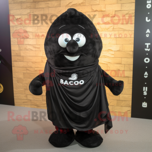 Black Potato mascot costume character dressed with a Polo Tee and Scarves