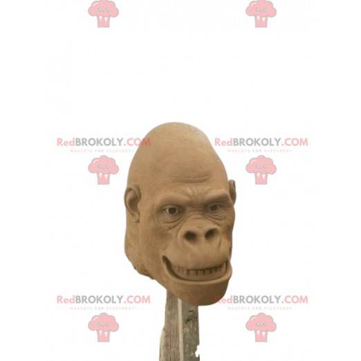 Cabeça do mascote do gorila marrom. Cabeça de fantasia de