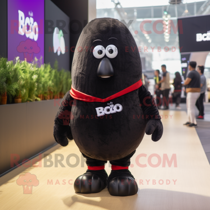 Black Potato mascot costume character dressed with a Polo Tee and Scarves