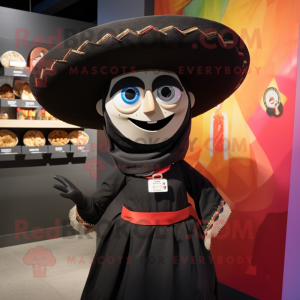 Black Fajitas mascot costume character dressed with a Blouse and Cummerbunds