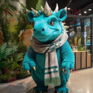 Turkis Triceratops maskot...