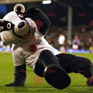 Mascote urso preto e branco guaxinim - Redbrokoly.com