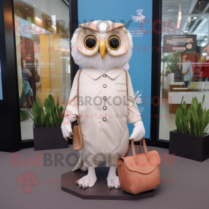 Cream Owl maskot drakt...