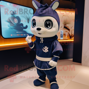 Navy Dim Sum mascot costume character dressed with a Sweatshirt and Smartwatches