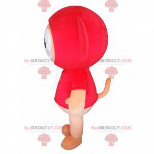 Mascot little orange bear with a red hooded jersey! -