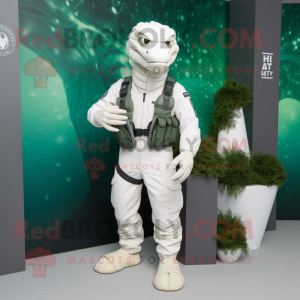 White Hydra mascot costume character dressed with a Cargo Pants and Bracelets