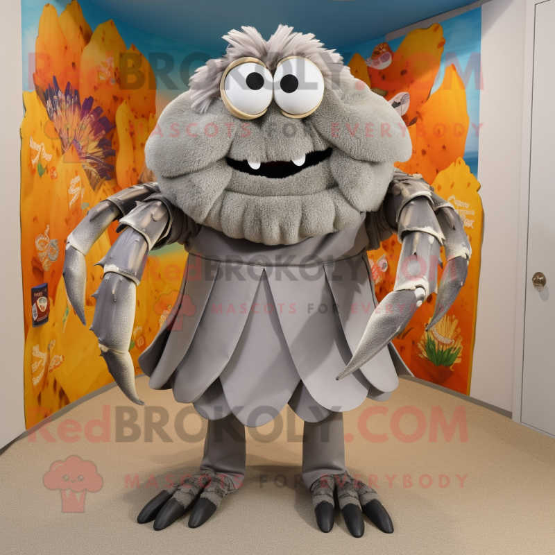 Gray Hermit Crab mascot costume character dressed with a Dress Pants and Brooches Gray Hermit Crab mascot costume character dressed with a Dress Pants and Brooches