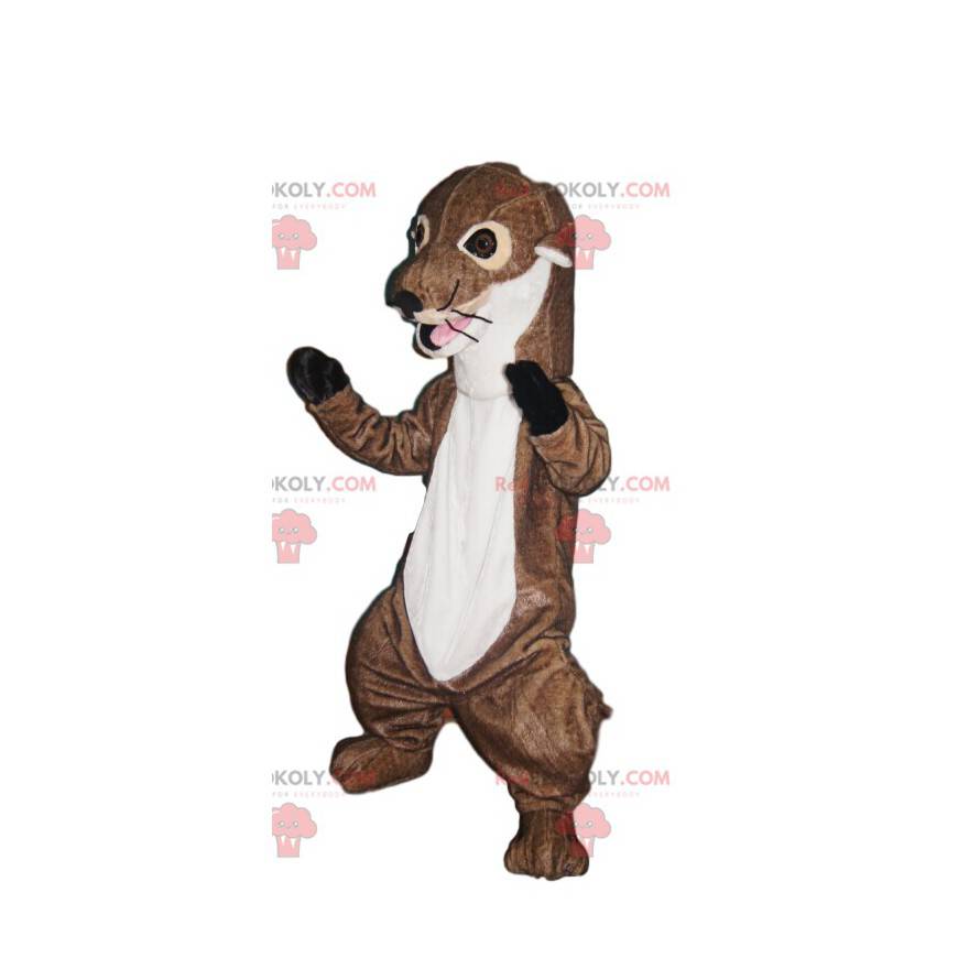 Mascotte bruine en witte otter. Otter kostuum - Redbrokoly.com