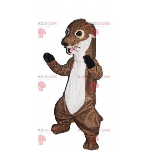 Mascotte della lontra marrone e bianca. Costume da lontra -