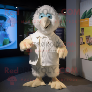 White Kiwi mascot costume character dressed with a Romper and Cummerbunds