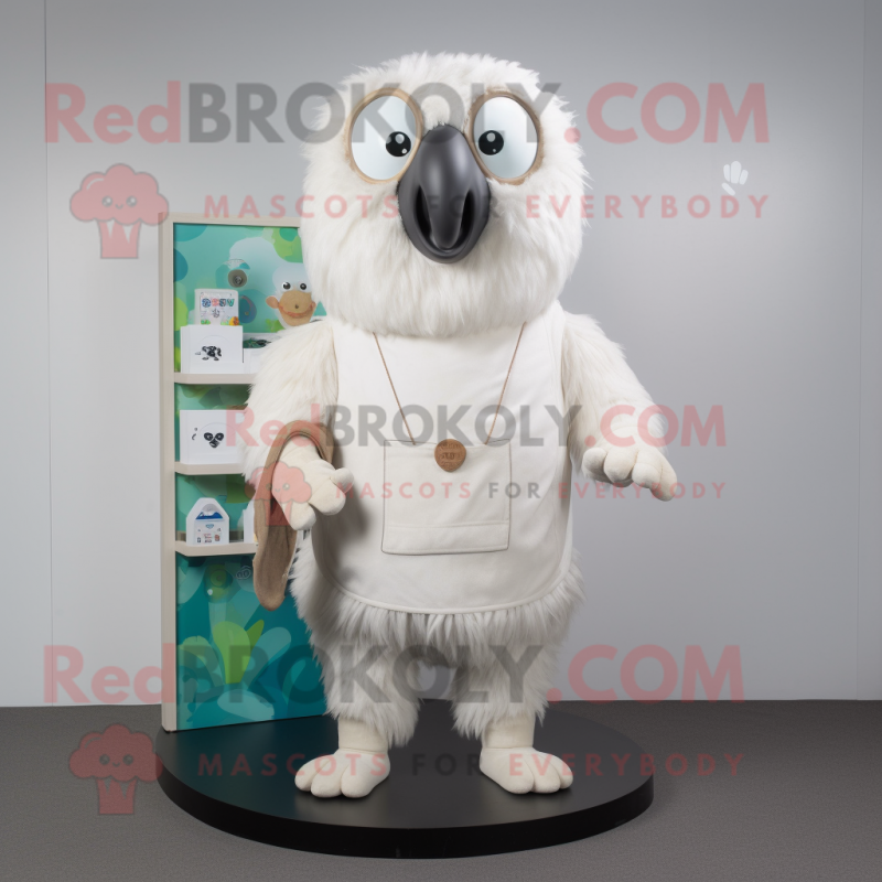 White Kiwi mascot costume character dressed with a Romper and Cummerbunds