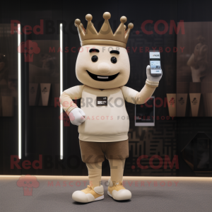 Beige King mascotte kostuum...