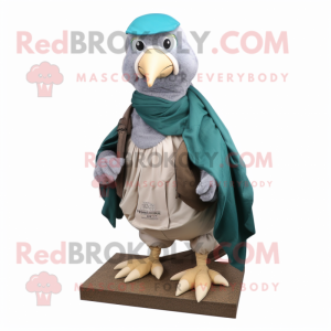 Teal Dove mascot costume character dressed with a Cargo Pants and Scarf clips