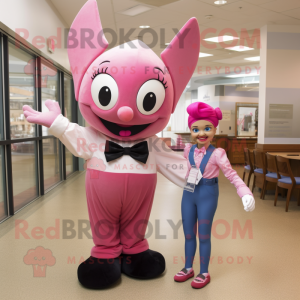 Pink Acrobat maskot kostume...