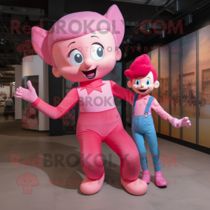 Pink Acrobat maskot kostume...