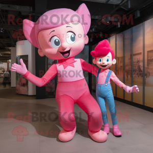 Roze acrobaat mascotte...