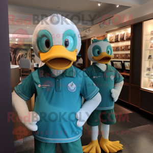 Teal Goose maskot kostume...